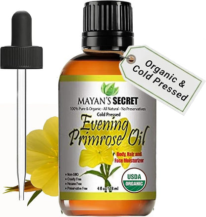Pure Carrier and Essential Oils for Skin Care, Hair, Body Moisturizer for Face-Anti Aging Skin Care (Evening Primrose Oil Organic, 4oz)