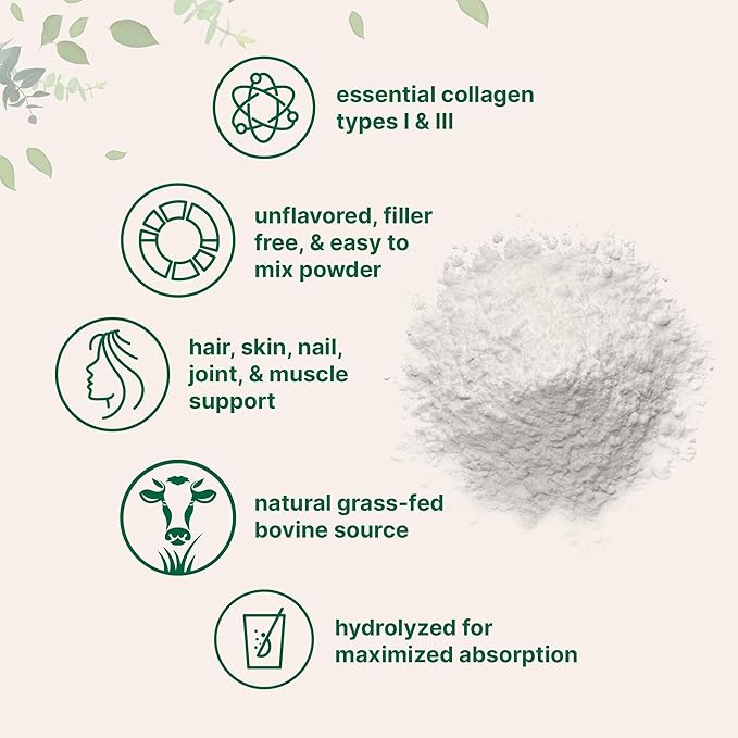 Micro Ingredients Hydrolyzed Collagen Peptides Powder, 1lb | Type I & III Grass-Fed Collagen for Women & Men | Unflavored Protein for Hair, Skin, Nails, Joints* | Easy Dissolve, Paleo, Non-GMO