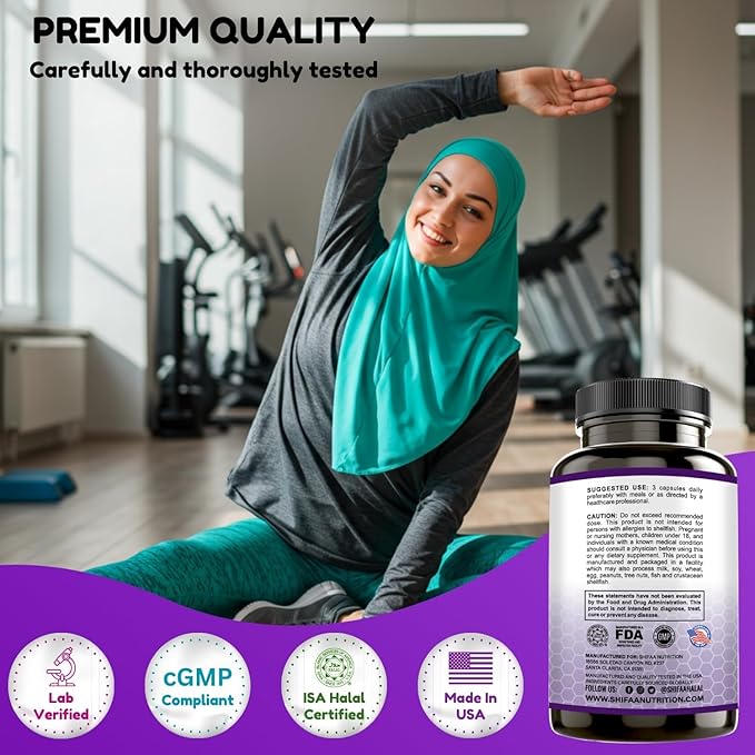 SHIFAA NUTRITION Halal Joint Support Supplement w/Glucosamine Chondroitin MSM | 2820mg 30 Servings | Non-GMO