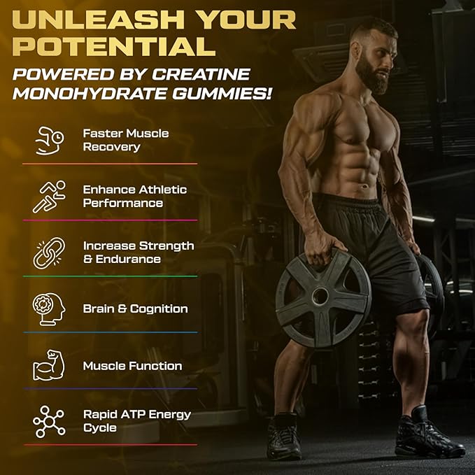 Creatine Monohydrate Gummies for Men & Women, 9000MG Creatine Gummies Sugar Free with L-Taurine, BCAA 2:1, B12 B6 for Boost Strength, Focus & Endurance, Vegan, Non-GMO, Pineapple, 120*2 Bottle