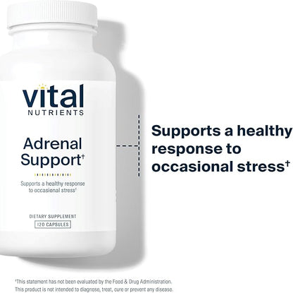 Vital Nutrients Adrenal Support - Adrenal Support Supplements for Gland Function and Cortisol Management - Supports Energy and Stress Levels - Gluten, Dairy, Soy Free - 120 Capsules