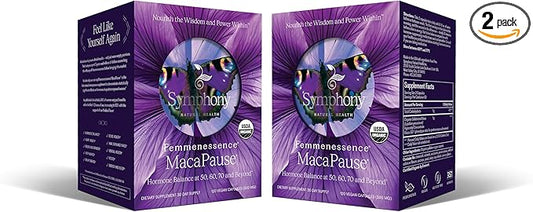 Femmenessence® MacaPause® – Clinically Proven Postmenopausal Organic Vegan Supplement for Natural Hormone Balance, Menopause Symptom Relief, Bone & Heart Health (240 Capsules, 60 Day Supply)