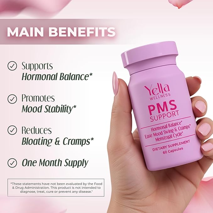 Hormone Balance for Women - PMS Support Supplement for Women w/Chaste Tree, Dong Quai and Ashwagandha- PMS and Menopause Relief for Bloating, Cramps and Mood Swings- (60ct)