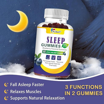 Sleep Gummies with 5mg Melatonin for Adults – Fall Asleep Faster with Non-Groovy Morning, Sugar Free Sleep Aid Supplement, Non-Habit Forming, Blueberry Flavor, 60 Count (Pack of 1)