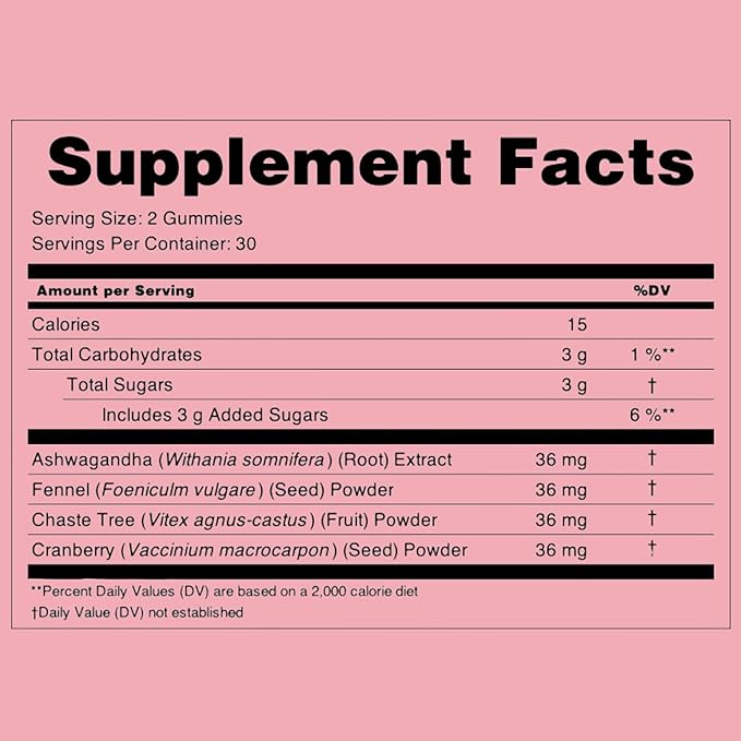 nixit PMS Support Gummies | Chasteberry & Ashwagandha | Vegan | Mixed Berry Naturally Flavoured Supplement | May Help with Relief from Bloating, Cramps, Breast Pain & Mood Swings (60 Gummies)