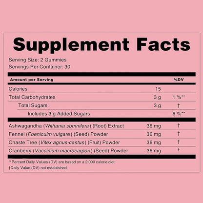 nixit PMS Support Gummies | Chasteberry & Ashwagandha | Vegan | Mixed Berry Naturally Flavoured Supplement | May Help with Relief from Bloating, Cramps, Breast Pain & Mood Swings (60 Gummies)