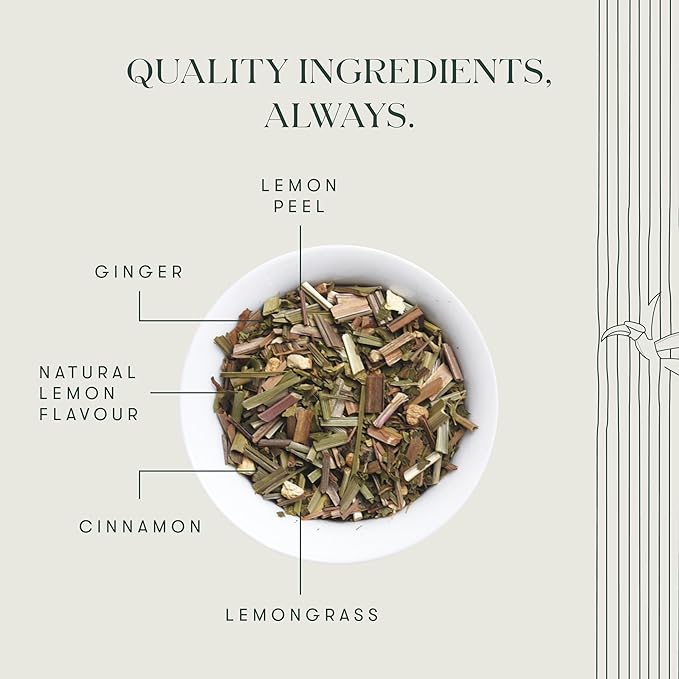 Luxmi Estates Lemon Ginger Root | Certified Organic Herbal Tea | Citrus Flavor & Aroma | Lemon Peel, Ginger, Lemongrass, Licorice | 50g/1.76oz