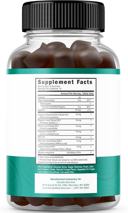 Colon Cleanse Gummies & Detox 15 Day Gut Cleanse (30 Gummies) Intestinal Cleanse & Probiotic for Gentle Laxative & Bowel Relief for Stomach Bloating - Third Party Tested, Vegan, Non-GMO - USA Made