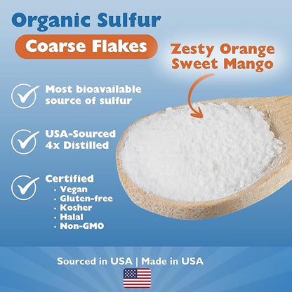 KALA HEALTH MSMPure Orange Mango Flavored Coarse MSM Powder Flakes – US-Made MSM for Joint Health, Skin Appearance, and Hair & Nail Support – 8.8 oz, Organic Sulfur