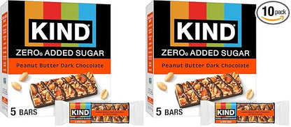 KIND ZERO Added Sugar Bars, Peanut Butter Dark Chocolate, Keto Friendly Snacks, Gluten Free, 5g Protein, 5 Count (Pack of 2)