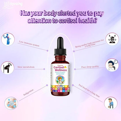 Cortisol Supplement Drops, 18-in-1 Cortisol Detox w. Magnesium Glycinate&Ashwagandha, L-Theanine, Phosphatidylserine, Hormone Balanced for Women, Mood Focus, Promote Seep