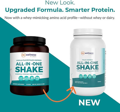 Reignite Wellness by JJ Virgin | Vanilla Paleo-Inspired All-in-One Shake | Gluten Free + Dairy Free Protein Powder | Contains 20G of Beef Protein with Vitamins, Minerals, Amino Acids | 30 Servings
