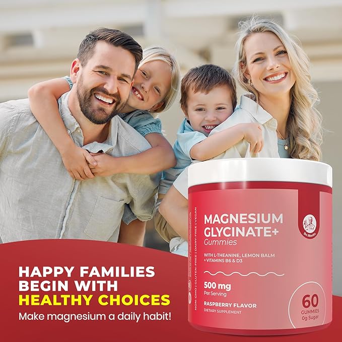 Award Winning Magnesium Glycinate Gummies for Adults & Kids - with L-Theanine & Lemon Balm - Magnesium Gummies for Women & Men for Relaxation Support - No Sugar Added, Non-GMO (120 Count)