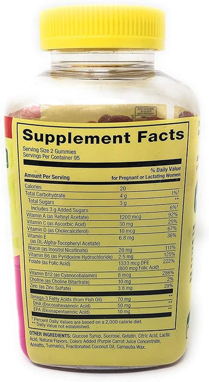 Spring Valley Adult Prenatal Health Multivitamin DHA & Folic Acid, Fruit, 190 Gummies+Better Guide Vitamins Supplements Book