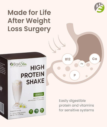 BariSlim High Protein Shake - Delicious & Nutritious Meal Replacement Shake - Low Sugar & Carb - Formulated for Bariatric Patients & Post-Weight Loss Surgery Support | Vanilla Shake (9 oz)