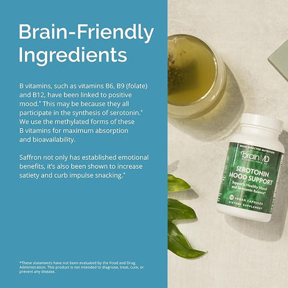 BRAINMD Dr Amen Serotonin Mood Support - 120 Capsules - Supports Healthy Serotonin Balance - Gluten Free - 30 Servings