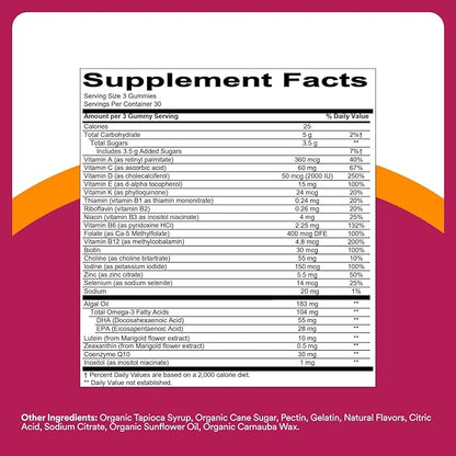 SmartyPants Multivitamin Gummy for Women 50 and Over, Omega 3 (DHA/EPA), Methylfolate, CoQ10, Vitamin D3, C, Vitamin B12, B6, A, K, Biotin, Gluten Free, 90 Count (30 Day Supply)