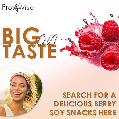 ProtiWise High Protein Soy Snacks | Berry Coated | | 15g Protein, Low Sugar, Low-Carb Snack for Hunger Control & Energy Boost | Gluten Free, KETO Friendly | 7/Box