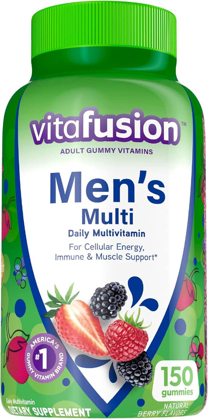 Vitafusion Men's Multivitamins | 150 Adult Gummies | with Vitamins A, B, C, D, E | Berry Flavor | Gluten Free Supplement