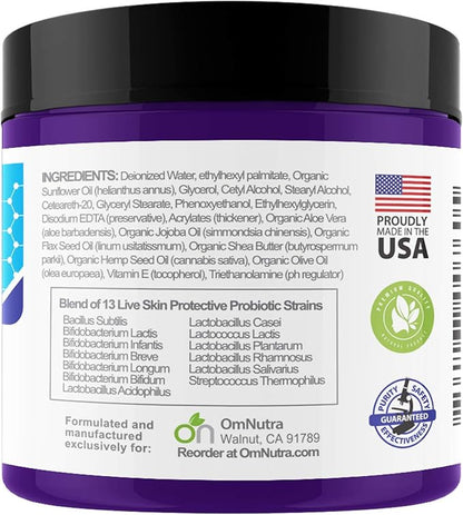 Topical Probiotic Skin Cream - 4OZ Jar 13 Strain Moisturizing Probiotic Lotion Eczema Treatment Psoriasis Treatment for Cystic Acne Probiotic Skin Care Cream Nail Fungus Treatment