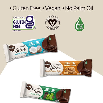 NuGo Slim 12ct Variety 16-17g Protein, 3g Sugar, High Fiber, Low Net Carb, Keto Friendly, Gluten Free