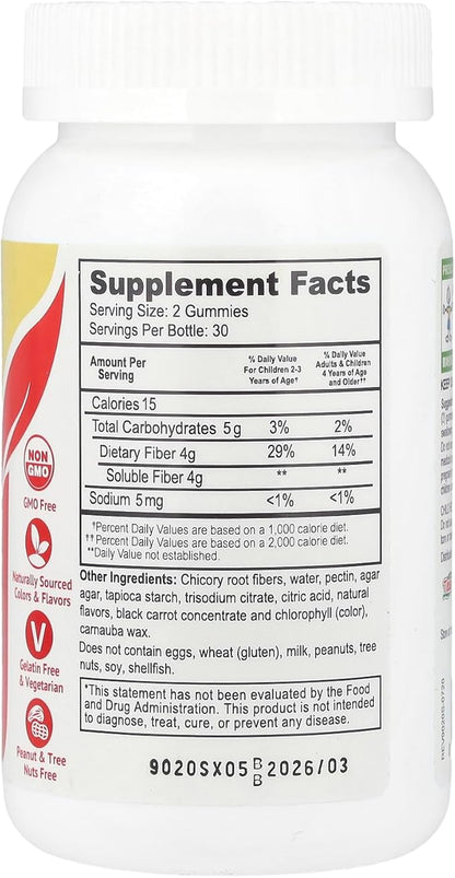 Prebiotic Fiber Zero Gummies for Kids by YumVs | Keto Sugar Free Gummy Chews for Toddlers |4g Fiber for Children Constipation Support | Natural Kosher Halal Berry Chewable 70 Count