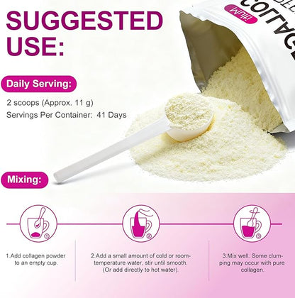 Multi Collagen Peptides Powder, 1lb – Types I, II, III, V, X | Hydrolyzed Collagen with Biotin, Vitamin C, Hyaluronic Acid, Keratin & Elastin | Supports Skin Hair Nail & Joint, Grass-Fed