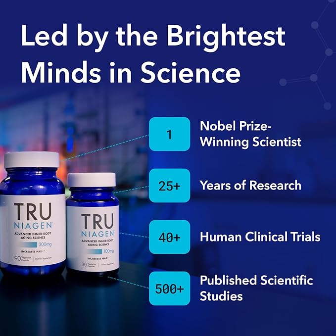 TRU NIAGEN Patented NAD Supplement for Brain Function, Anti Aging & Cell Regeneration, 300mg Niagen, 30 Servings | Supports Cellular Energy, Muscle | Nicotinamide Riboside (NR) Take 1 Daily | 2 Bottle