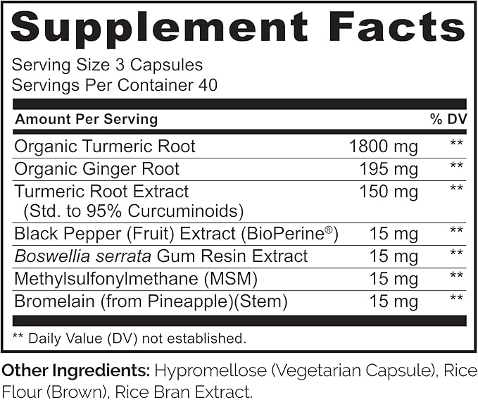 NATURELO Turmeric Curcumin - BioPerine for Better Absorption - Black Pepper, Ginger Root, Curcuminoids - Plant-Based Joint Discomfort Support - 120 Vegan Capsules (Pack of 2)