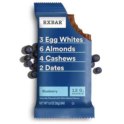 RXBAR Protein Bars, 12g Protein, Gluten Free Snacks, Blueberry (6 Boxes, 30 Bars)