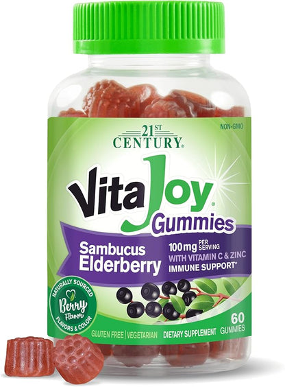 21st Century VitaJoy Sambucus Elderberry Gummies, Berry, 60 Count