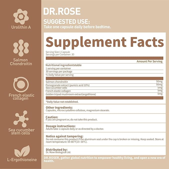 180° Anti-Gravity Capsules – Chondroitin Sulfate + Pomegranate Extract (Urolithin A) + Marine Collagen Elastin – Supports Joint Flexibility, Skin Elasticity & Bone Health – 60 Capsules