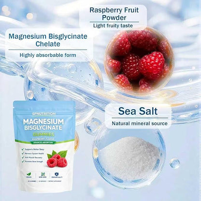 BELANO Spnutrition Magnesium Bisglycinate Gummies, 400mg per Serving, with Magnesium Bisglycinate Chelate, Sea Salt, Raspberry Fruit Powder, Strengthen Bones, Everyday Wellness, 60 Gummies