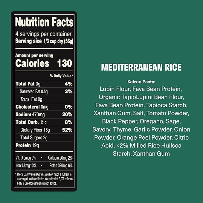 Kaizen Protein Rice Variety Pack, 20g Protein, Low Carb (6g Net Carbs), Keto-Friendly, Gluten-Free, Made with Plant-Based Lupini Beans, High Fiber, 8 Ounce, Pack of 3
