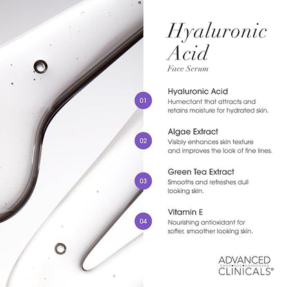 Advanced Clinicals Retinol Serum For Face + Hyaluronic Acid Moisturizer + Vitamin C Serum 3PC Skincare Set For Women & Men | Anti Aging Serums For Brightening, Firming, & Hydrating | 1.75 Fl Oz, 3pc