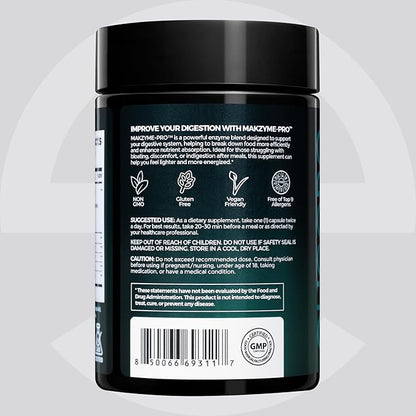 Premium Digestive Enzyme Pro Blend with Bromelain & Papaya Enzyme– Gas and Bloating Relief for Women and Men, Gut & Digestive Health Supplement – Gluten-Free – 60 Veg Capsules