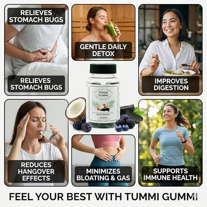 Activated Organic Charcoal Gummies for Kids and Adults, Digestive Health, Gas and Bloat Relief, Detox, Natural Berry Flavor, 60 Count