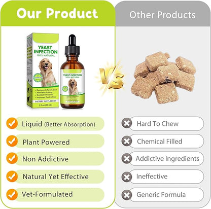 Yeast Infection Treatment for Dogs, 60ml Dog Ear Infection Treatment,Itchy Ear,Skin&Allergy Symptoms Relief-Reduces Inflammation&Relieves Irritation,Dog Supplement Drops with Multivitamins Probiotics