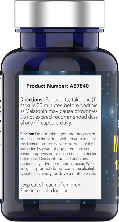 tnvitamins Melatonin 15 MG Per Capsule (240 Capsules) | All-Natural Sleeping Pills for Adults | Extra Strength Melatonin | Nighttime Sleep Aid | Natural Sleep Support Supplement