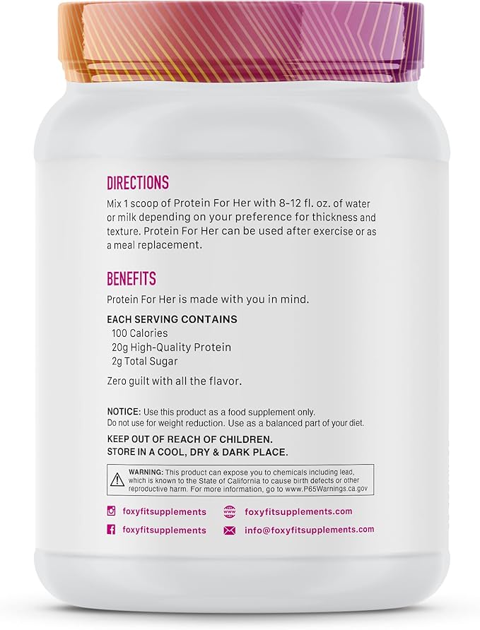 FoxyFit Protein for Her, Caramel Mocha Whey Protein Powder with CLA and Biotin for a Healthy Glow (1.85 lbs)