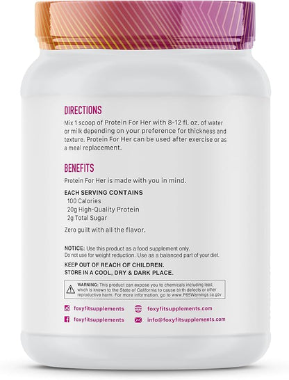 FoxyFit Protein for Her, Caramel Mocha Whey Protein Powder with CLA and Biotin for a Healthy Glow (1.85 lbs)