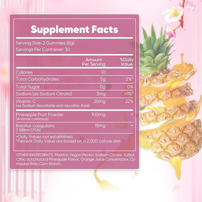 Feminine Balance Gummies for Women, Pineapple Gummies for Women pH, Women’s Health Probiotics - pH Balance, Healthy Odor, Flora, Vaginal & Gut Health, Immune Support (1)