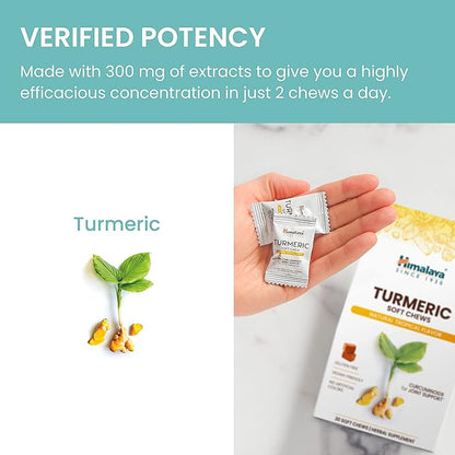 Himalaya Turmeric Chews with Curcumin for Healthy Joint Support, and Optimum Flexibility & Mobility, 300 mg of Extracts per Serving, 30 Soft Chews, 15 Day Supply