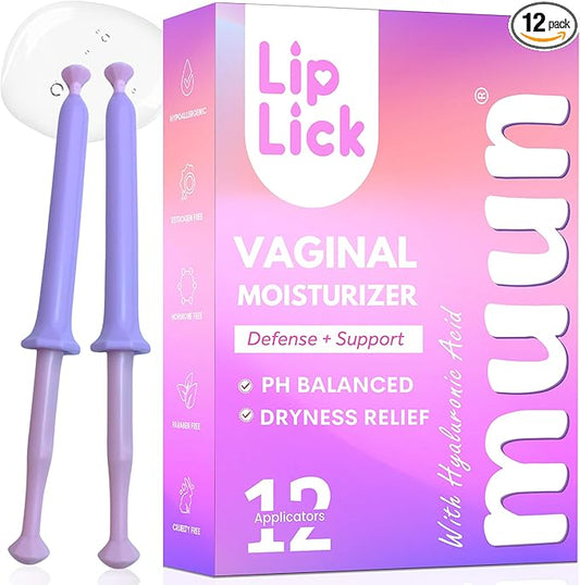 Muun Vaginal Moisturizer - Pack 12 Immediate Intimate Hydration - Dryness Burning Itching Discomfort Relief with Hyaluronic Acid - pH Balance - Estrogen & Hormone Free, Long-Lasting