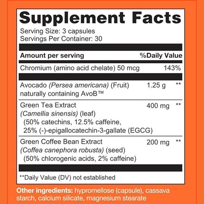 Metavo Advanced Weight Support – Natural Diet Supplements with Essential Nutrients for Promoting Wellness, Enriched with Avocados, Green Tea, Chromium & Green Coffee, 90 Easy-to-Swallow Diet Pills