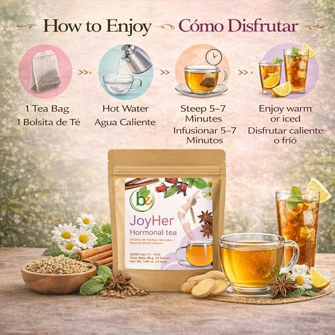 Women’s(Mujere)Herbal Tea–24 Tea Bags–Traditional Infusion,Chamomile,Cinnamon,Hibiscus,Anise,Spearmint,Dong Quai,Chaste Berry & Black Cohosh Authentic Botanical Blend –100% Natural,Vegan,Caffeine-Free – By BexpertsUSA