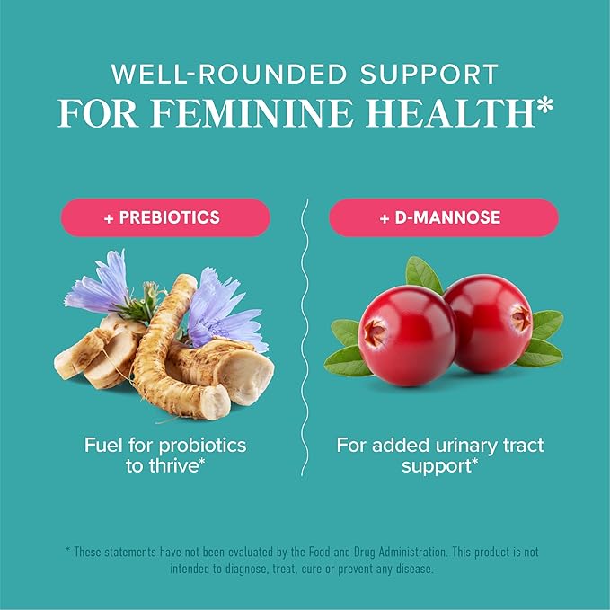 Probiotics for Women with Prebiotics + Cranberry | 5 Billion CFU | Berry-Flavor Gummies | Probiotics for Digestive Health, Vaginal Health & pH Balance | Supplements for Women | Vegan | 60 Ct