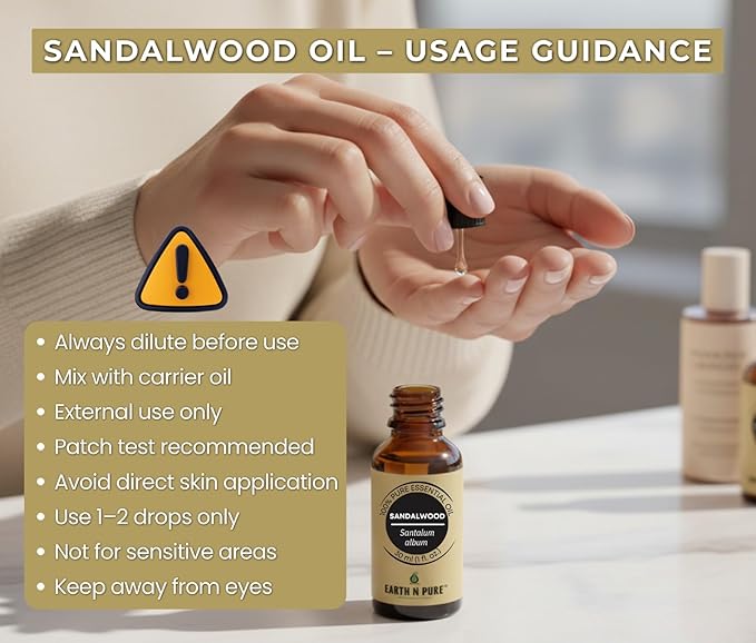 Earth N Pure Sandalwood (Chandan Oil) Essential Oil for Skin- Natural and Therapeutic Grade with Glass Dropper - 30 ml