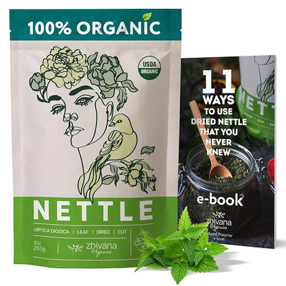 Zhivana Organics Nettle Tea – Nettle Leaf Organic, Nettle Tea Loose Leaf, Stinging Nettles Loose Leaf Organic, Ortiga Verde Organica - Dried Herbs for Medicinal Use - 8oz