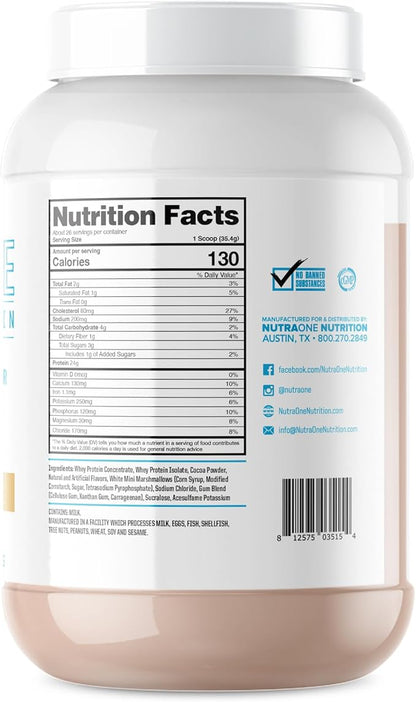 NutraOne ProteinOne Whey Protein Promote Recovery and Build Muscle with a Protein Shake Powder for Men & Women (S’Mores - 2 lbs.)